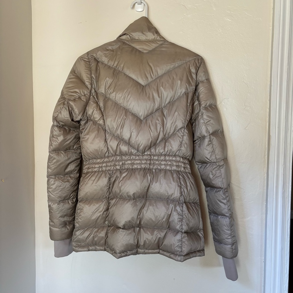 Athleta Women's Goose Down Beige Puffer Jacket - Picture 3 of 9